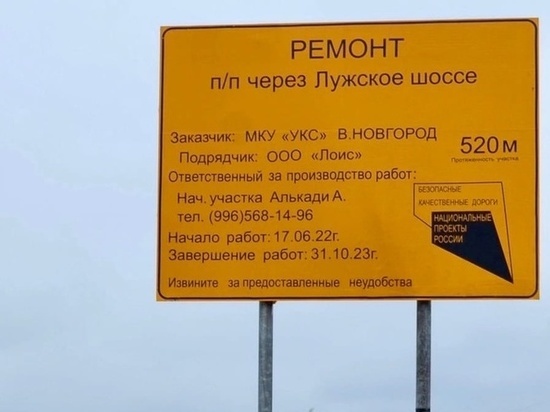 В Великом Новгороде продолжается ремонт на Лужском путепроводе