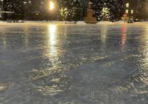 В результате продолжительного выпадения осадков в виде ледяного дождя на площади Ленина города Щёкино образовался большой каток