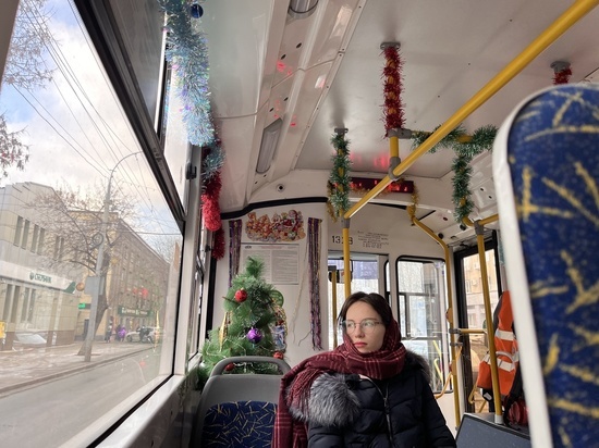 В Саратове заметили троллейбус, в котором установлена новогодняя елка