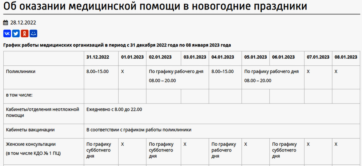 Как работают поликлиника в новогодние праздники 2024