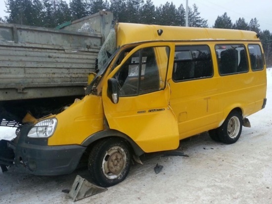 В Ленском районе микроавтобус врезался в КАМАЗ