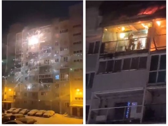 Обстрел салютом: в Новосибирске появилось видео попадания фейерверка в жилой дом