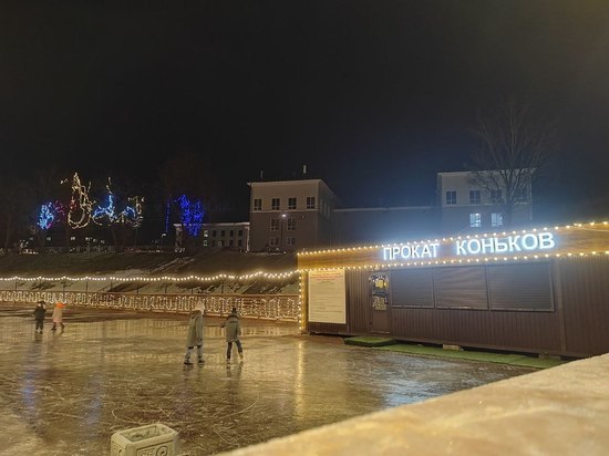 ФОТОФАКТ: псковичи катаются по мокрому льду в Финском парке