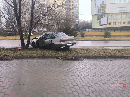 20-летний водитель пострадал после столкновения с деревом в центре Волгограда