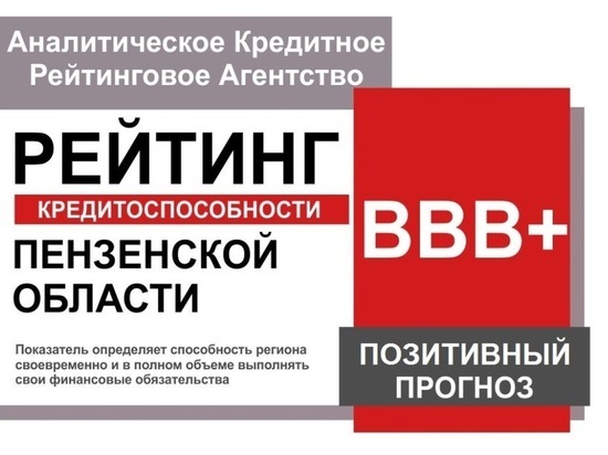 Пензенская область подтвердила статус позитивного кредитного рейтинга по