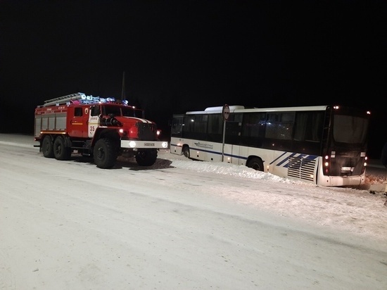 Автобус, следовавший из Петрозаводска в Санкт-Петербург, вылетел с проезжей части
