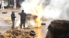 Французские фермеры завалили горящим навозом центр Тулузы: видео