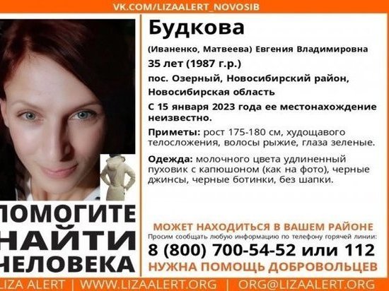 В Новосибирской области пропала 35-летняя Евгения Будкова, приехавшая в гости к друзьям
