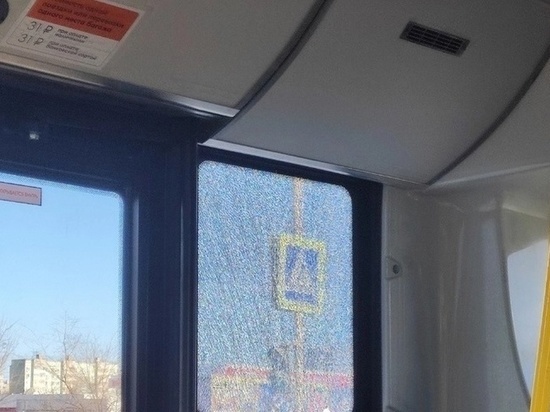 В новом синем автобусе разбили стекло