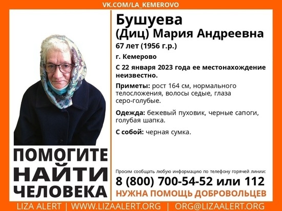 Пенсионерка с сумкой пропала без вести в Кемерове