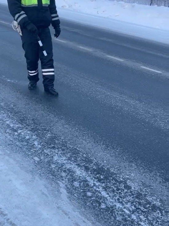 Прокатился по дороге: в ЯНАО инспектор ГИБДД наглядно показал водителям гололед