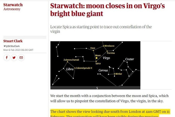 Starwatch: The moon is approaching the bright blue giant Virgo