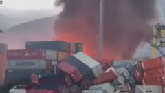 Пожар в турецком порту Искендерун: видео борьбы с огнем
