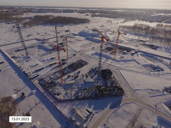 В Омске строят 14 домов микрорайона «Зеленая река» на Левобережье
