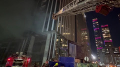 В строящемся небоскребе в "Москва-Сити" произошел пожар: видео