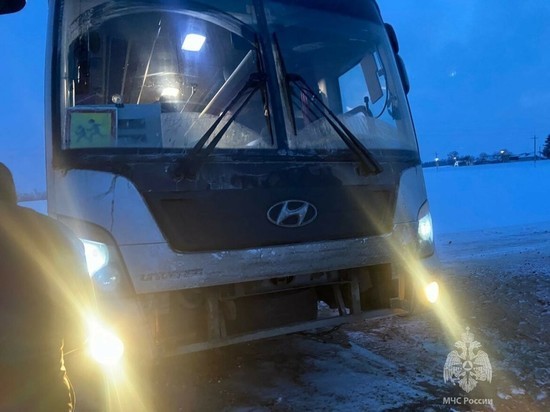 Автобус с детьми-хоккеистами застрял в снегу в Буинском районе Татарстана