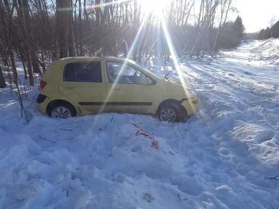 В Тверской области желтый автомобиль вылетел в кювет: пострадали три человека
