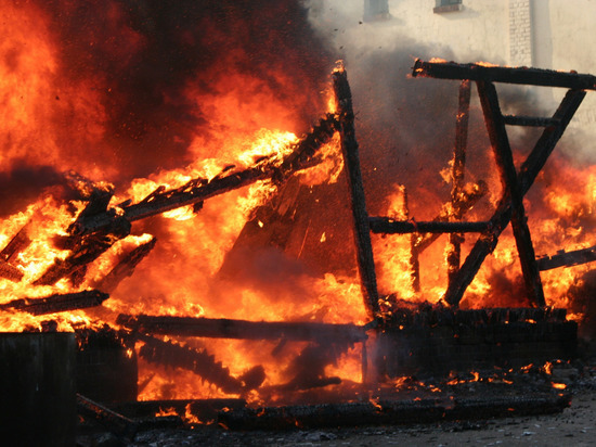 Двадцать пожарных тушили ангар в Мурино воскресным утром
