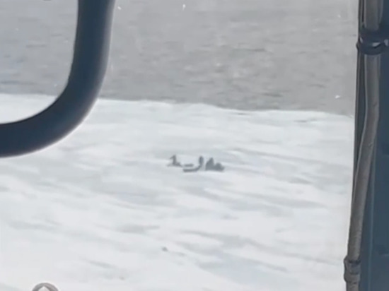 Вертолет эвакуировал с оторвавшейся льдины 40 рыбаков на Сахалине