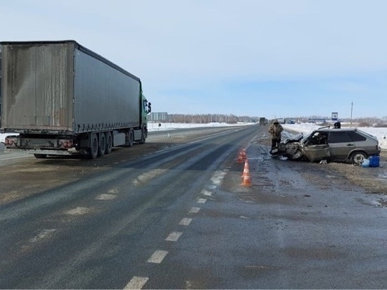 В Омской области пьяный водитель ВАЗа врезался в грузовик на трассе