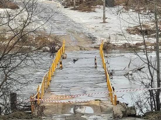 В селе рядом с Пензой талой водой затопило мост