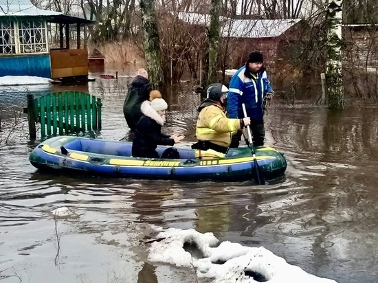 В посёлке Сараи Рязанской области семью вывезли на лодке из подтопленного дома