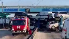 В Калужской области два столкнувшихся большегруза перекрыли Киевское шоссе: видео
