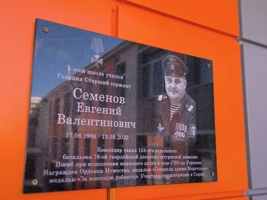 Мемориальная табличка в память о погибшем псковском на СВО военном появилась в Ленобласти