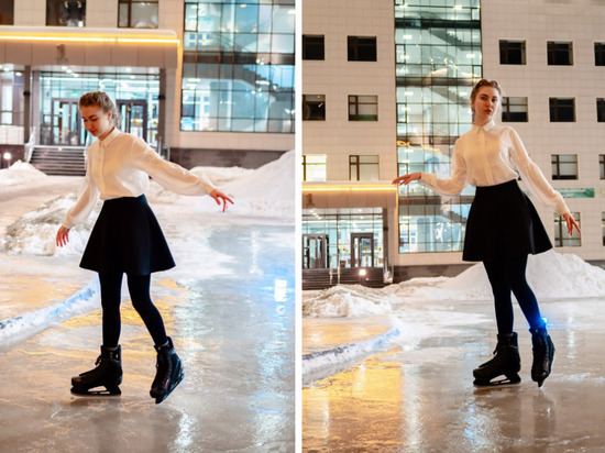 В Новосибирске студентка НГУ проехала на коньках по льду возле вуза