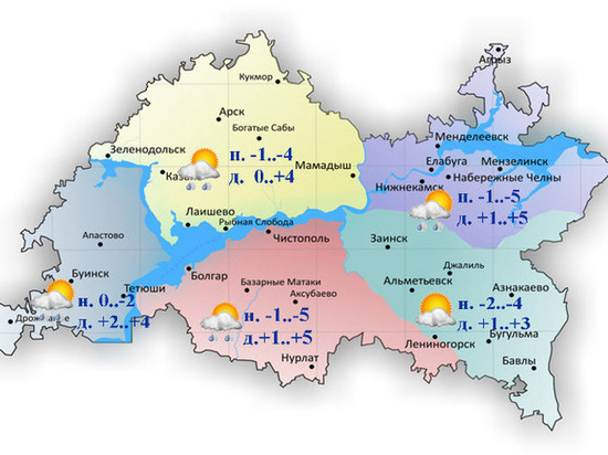 В Татарстане неделя начнется с осадков в виде мокрого снега и дождя