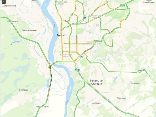 Уровень загруженности дорог Томска утром 20 марта оценивается в 5 баллов