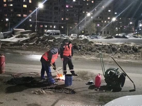 В Петрозаводске проводится ямочный ремонт