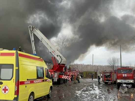 Крупный пожар на складе постельных принадлежностей под Рязанью потушили