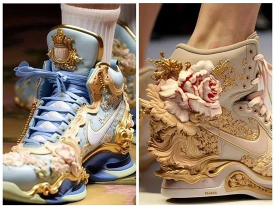 Созданные нейросетью кроссовки в стиле рококо выставили на продажу в Новосибирске