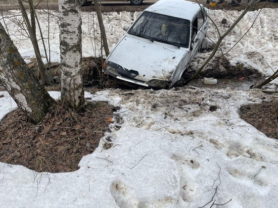В деревне Тверской области машину вынесло в кювет, водителя госпитализировали