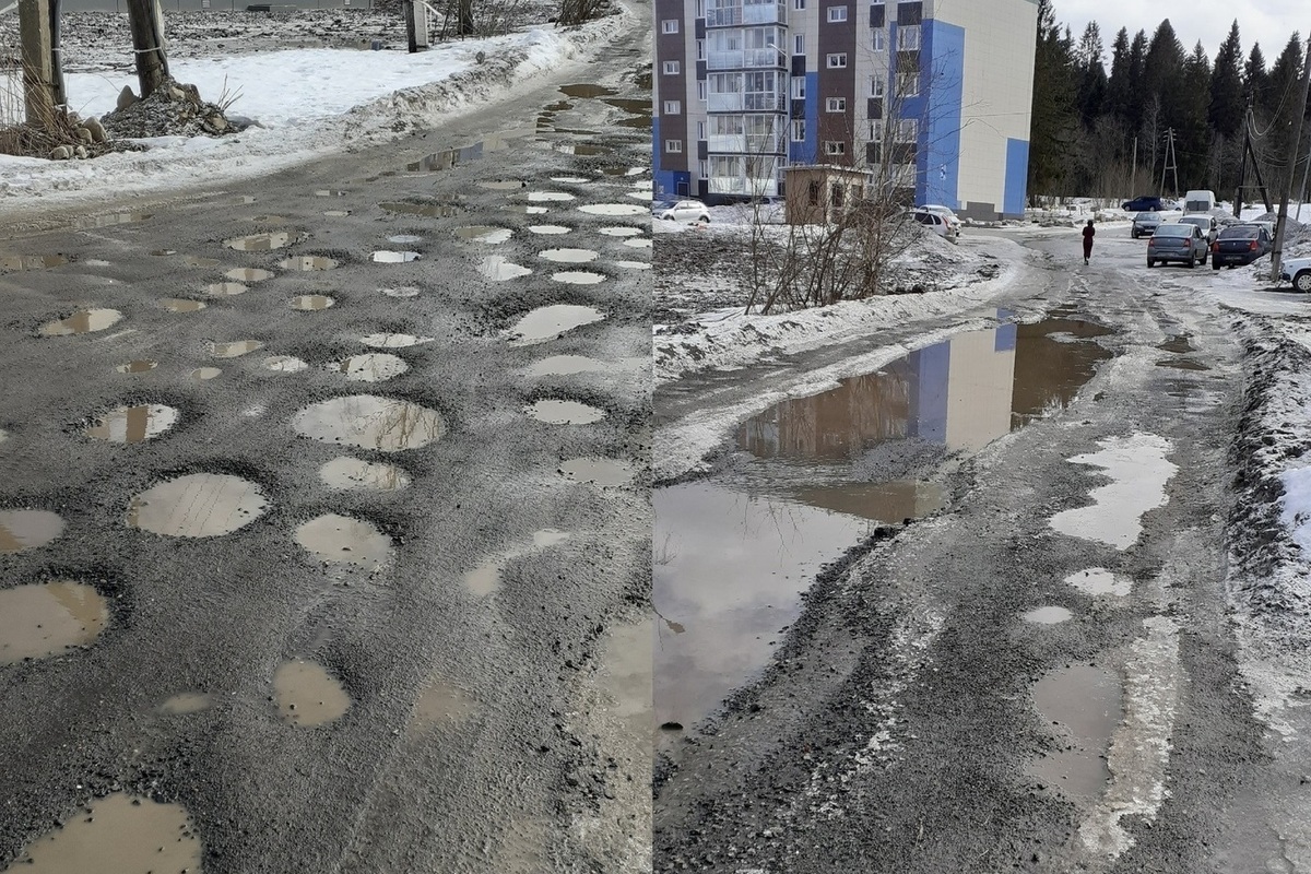 Глубокие ямы на дорогах в Петрозаводске беспокоят местное население - МК  Карелия