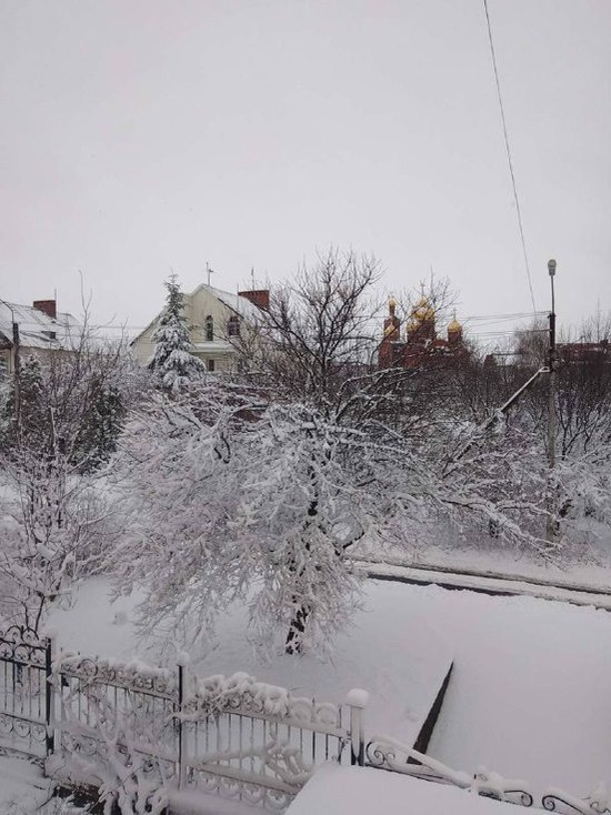 В городе Губкине Белгородской области 31 марта выпал снег