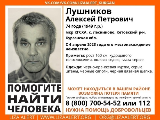 Пенсионер с потерей памяти пропал возле Кургана