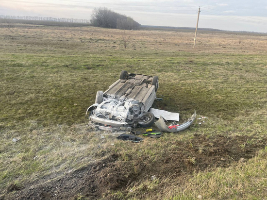 Три человека попали в больницу после опрокидывания автомобиля под Воронежем
