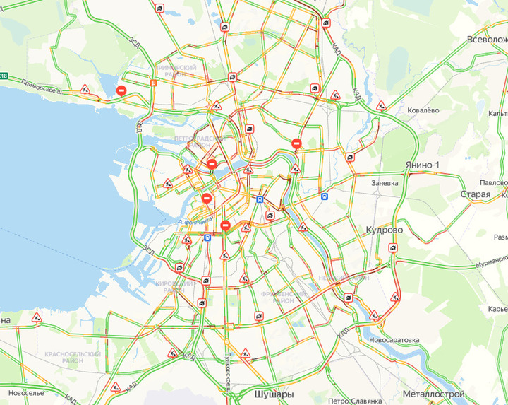 Карта пробок в спб сейчас