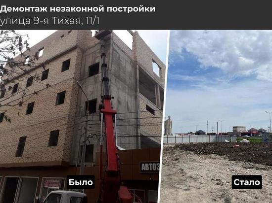 В Краснодаре на улице 9-я Тихая очистили 500 квадратных метров от нелегальной постройки