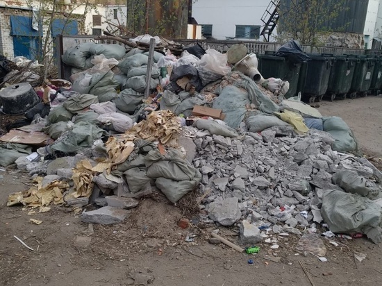 В Калуге фон памятника Кирову украсила гигантская свалка мусора