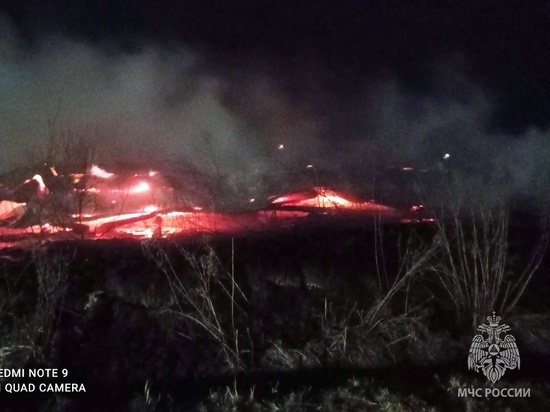 Деревянная пилорама, трактор и гараж сгорели в Вологодском округе