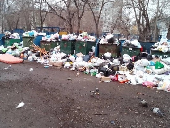 В Красноярске в Свердловском районе образовалась свалка из-за заполненных мусорок