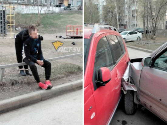Пьяный подросток разбил два автомобиля во дворе дома на Бориса Богаткова в Новосибирске