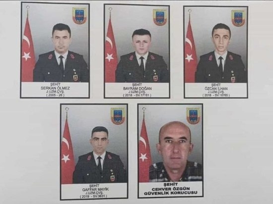 В провинции Ширнак погибли пять сотрудников жандармерии Турции