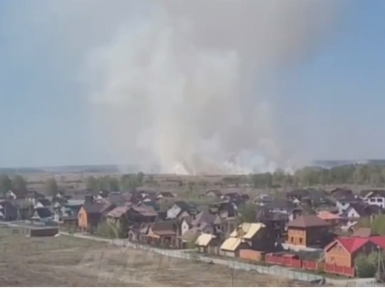 Пожарные ликвидировали открытое горение травы в городе Обь под Новосибирском