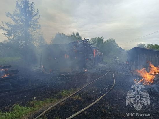 В Крестцах горел нежилой дом и две хозяйственные постройки