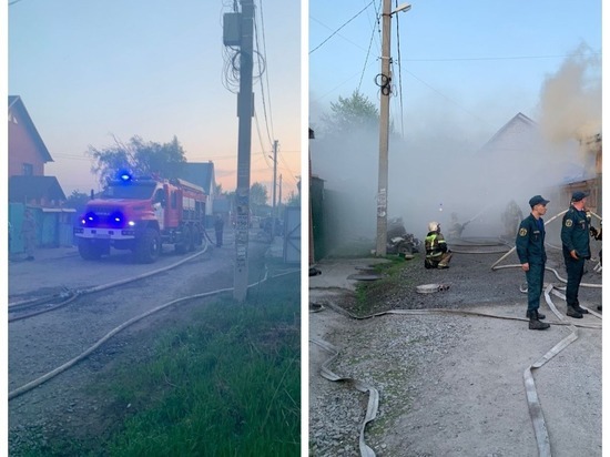 В Новосибирске ликвидировали крупный пожар в трёх домах на улице Бакинской