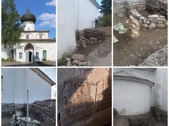 Серебряные предметы и старые захоронения нашли у церкви Михаила и Гавриила Архангелов в Пскове